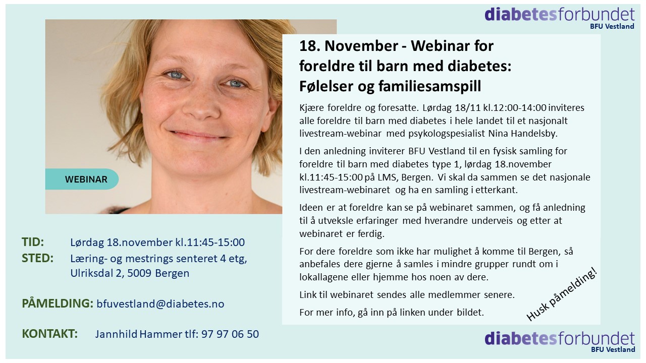 Fysisk Samling Med Webinar For Foreldre Til Barn Med Diabetes ...