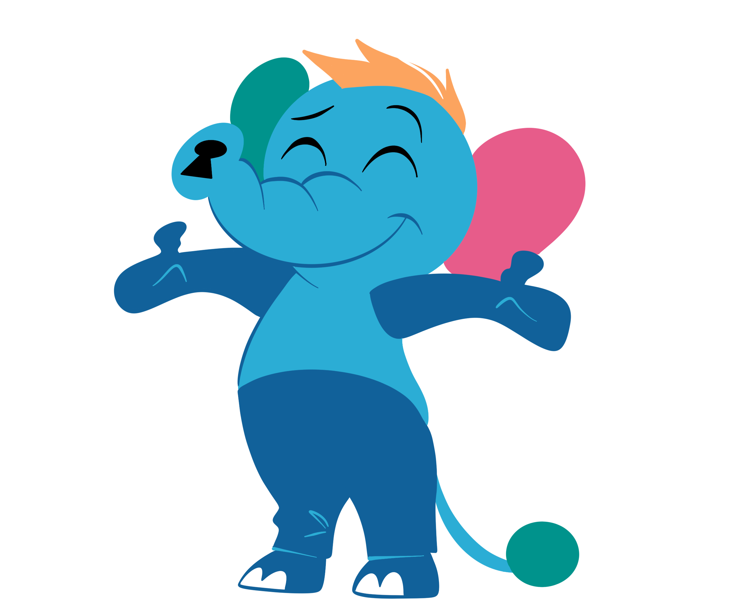 Tegning av Insufanten, en blå elefant